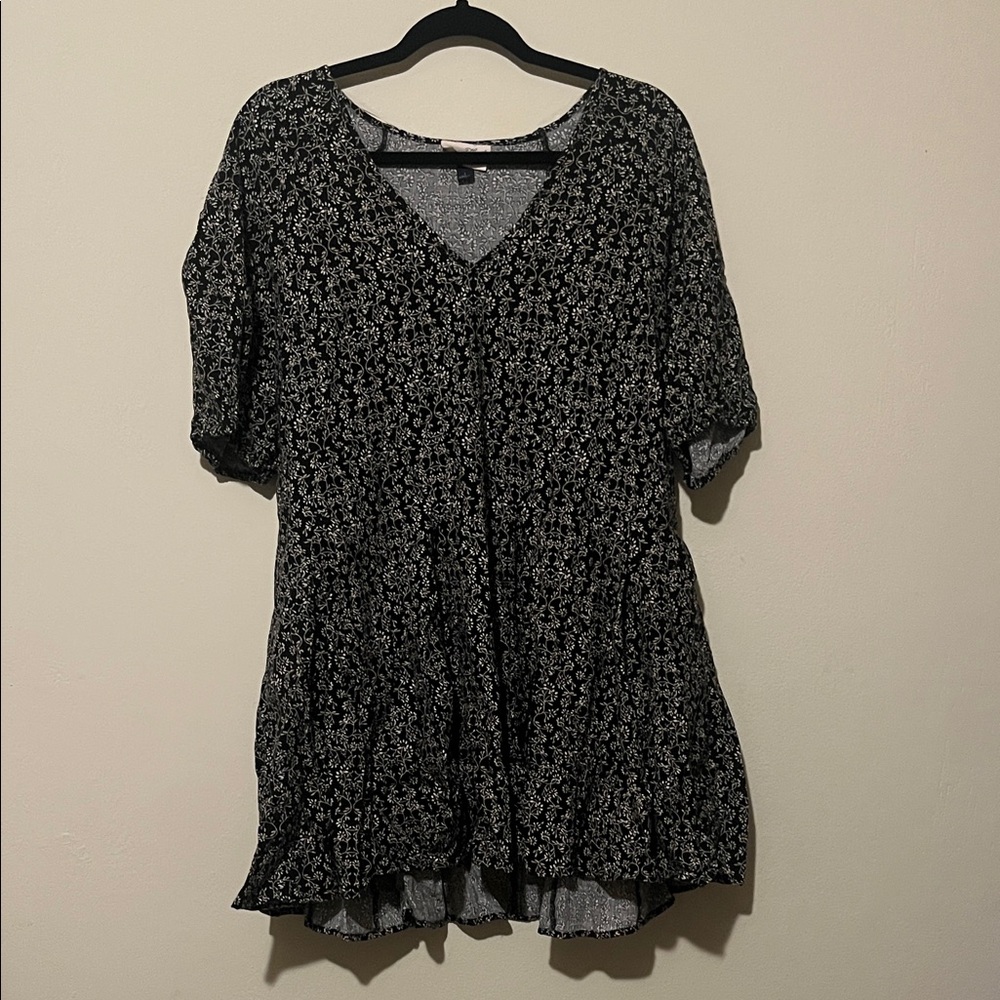 Floral Black and White Women's Dress